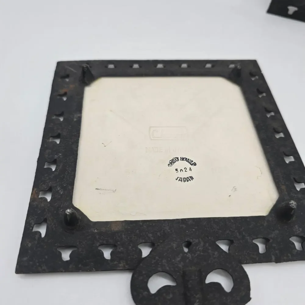 Vintage Holt Howard Cast Iron Ceramic Lobster Trivet Japan Fujimiyaki Set of Two